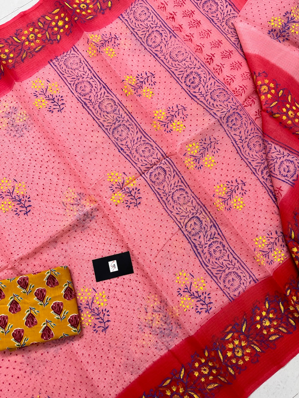 HandBlock Printed Kota Cotton Doria Saree