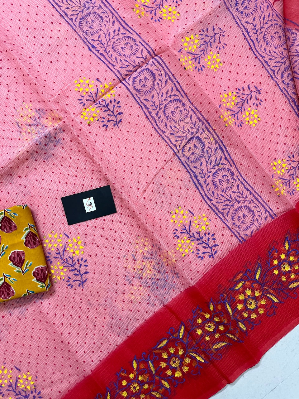 HandBlock Printed Kota Cotton Doria Saree