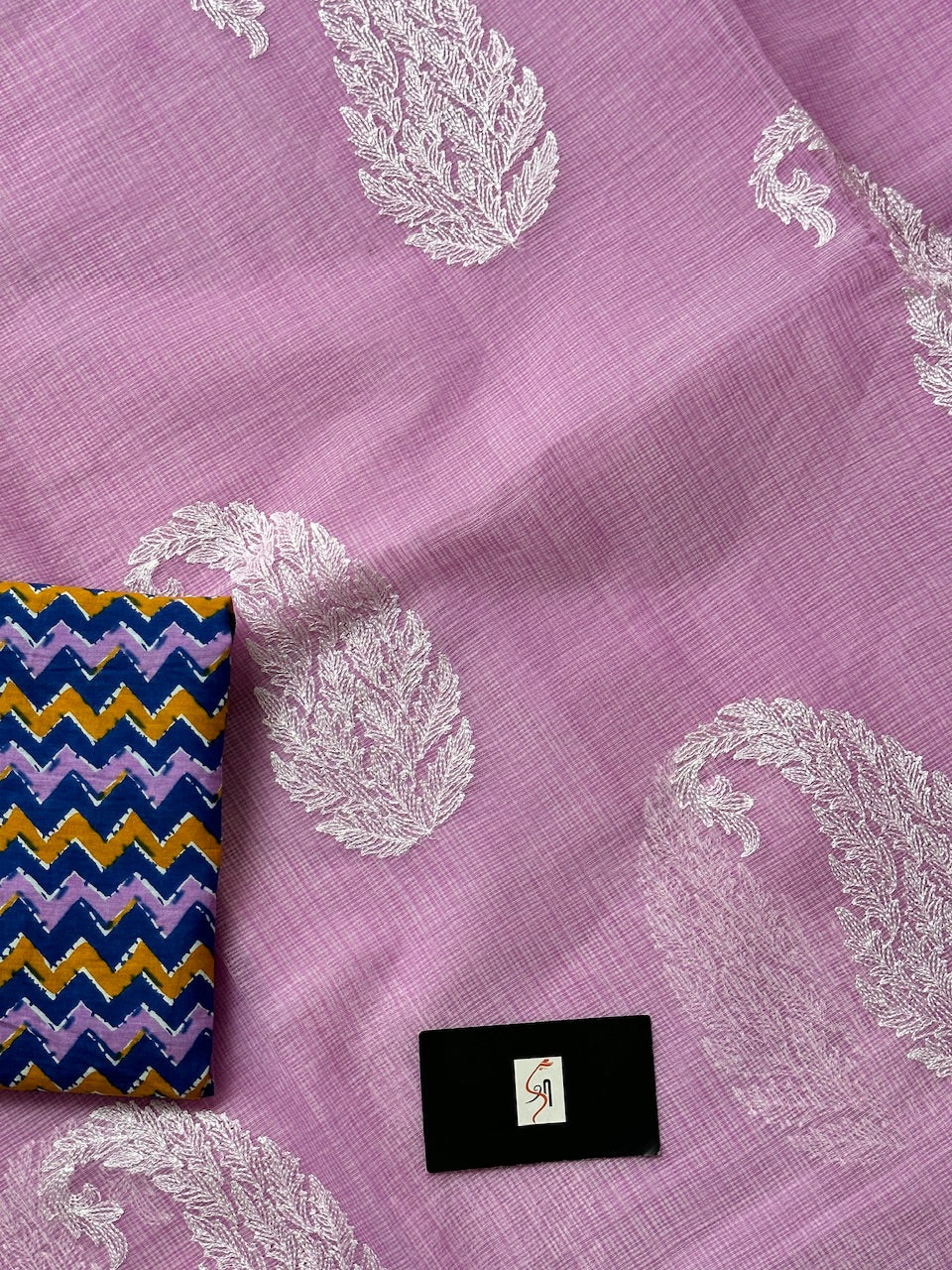 Luckhnowi Embroidered Kota Cotton Doria Saree