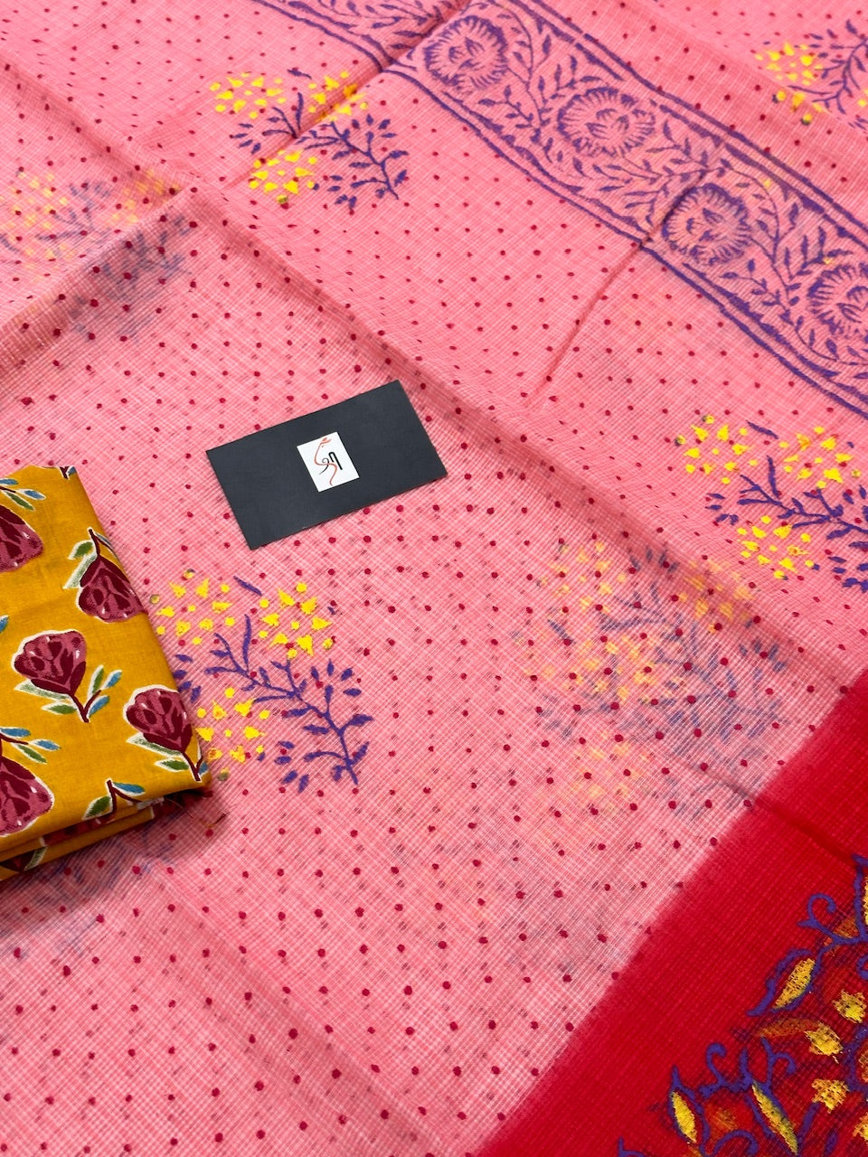 HandBlock Printed Kota Cotton Doria Saree