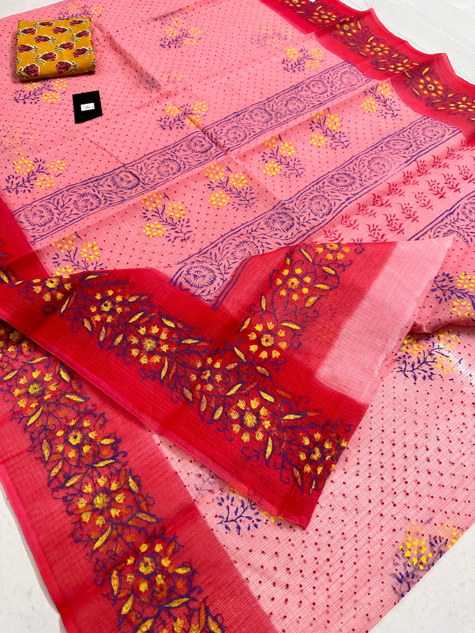 HandBlock Printed Kota Cotton Doria Saree