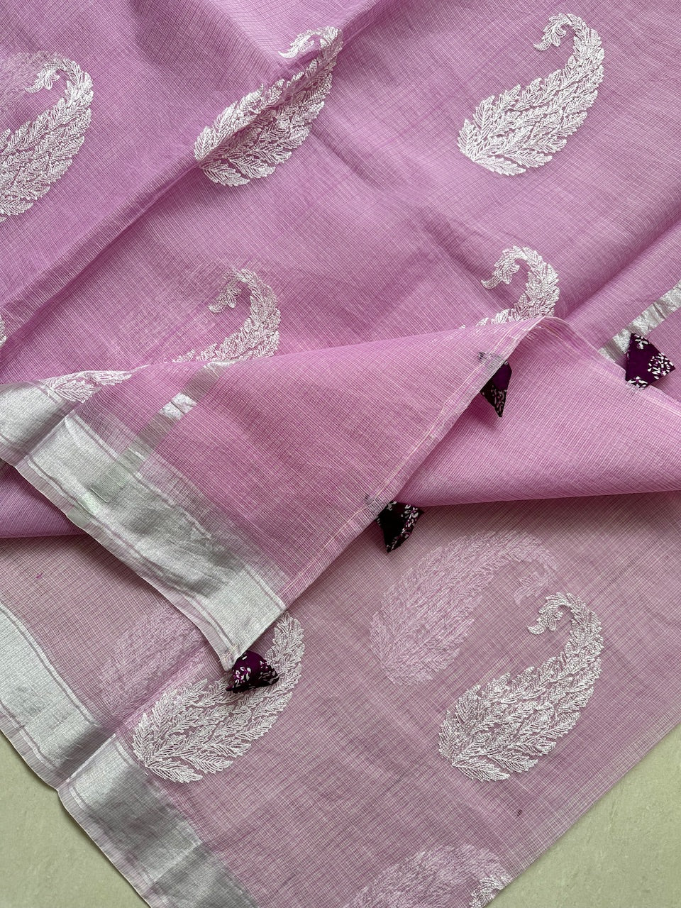 Luckhnowi Embroidered Kota Cotton Doria Saree