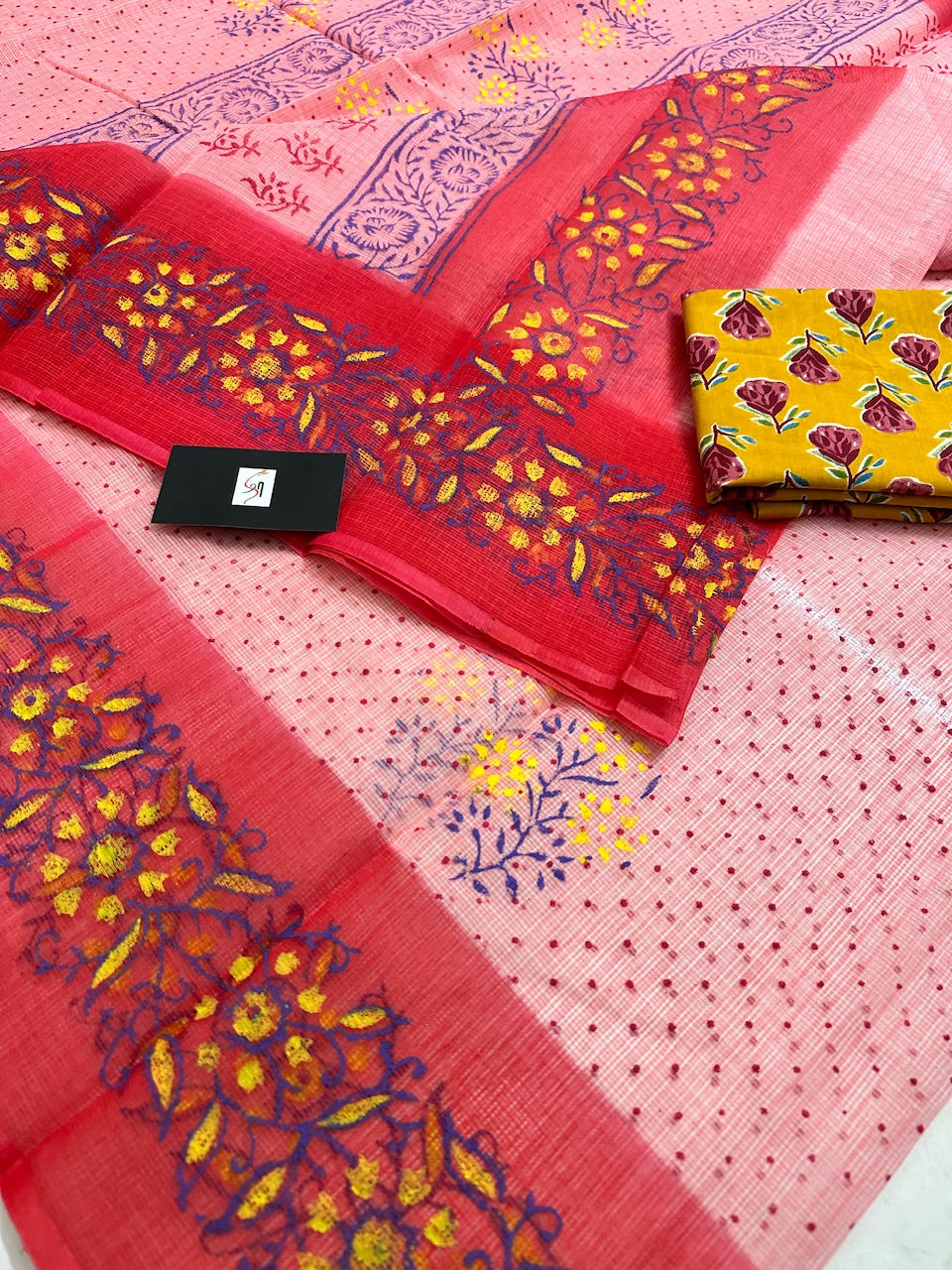 HandBlock Printed Kota Cotton Doria Saree