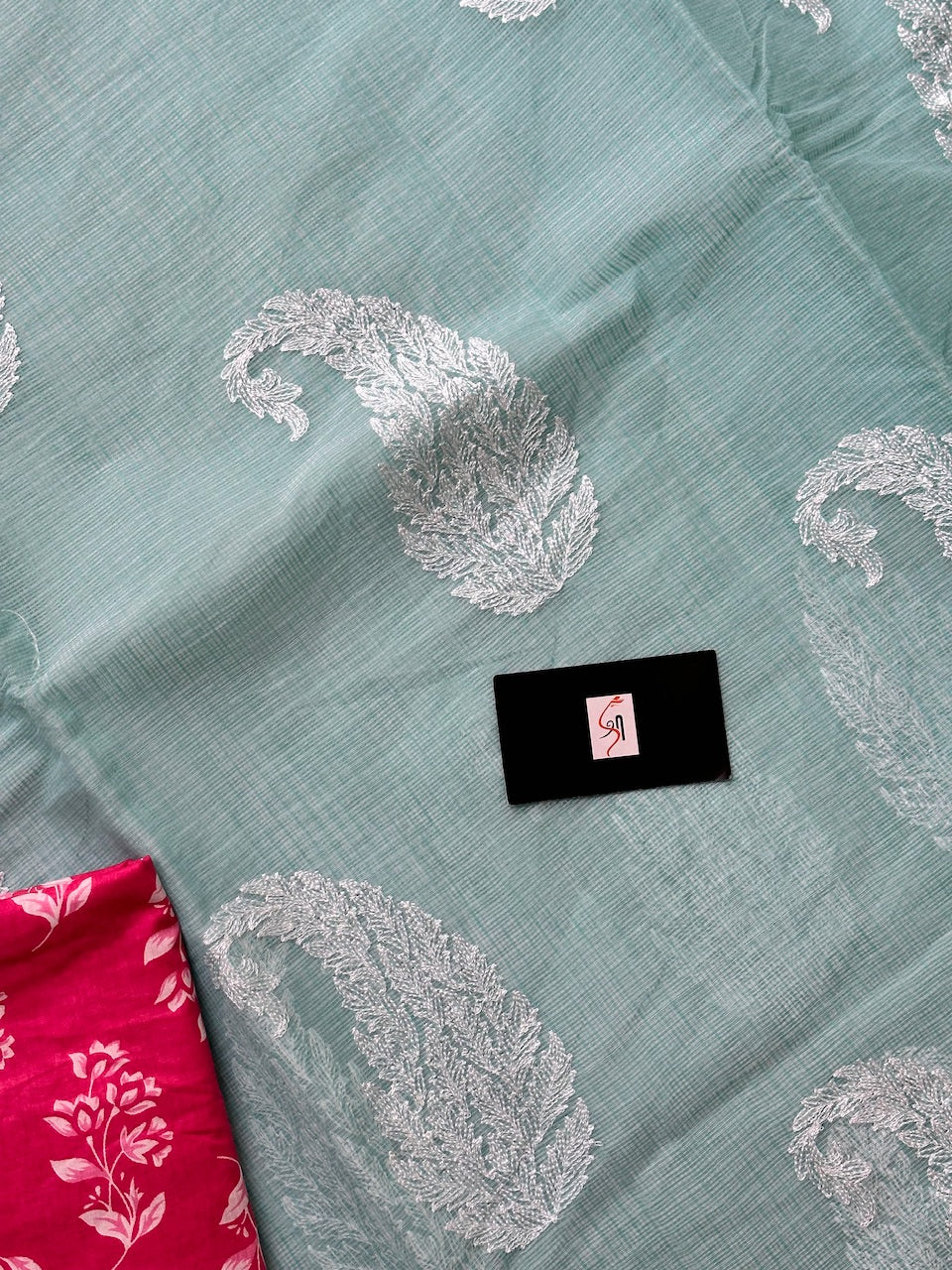 Embroidered Kota Cotton Doria Saree