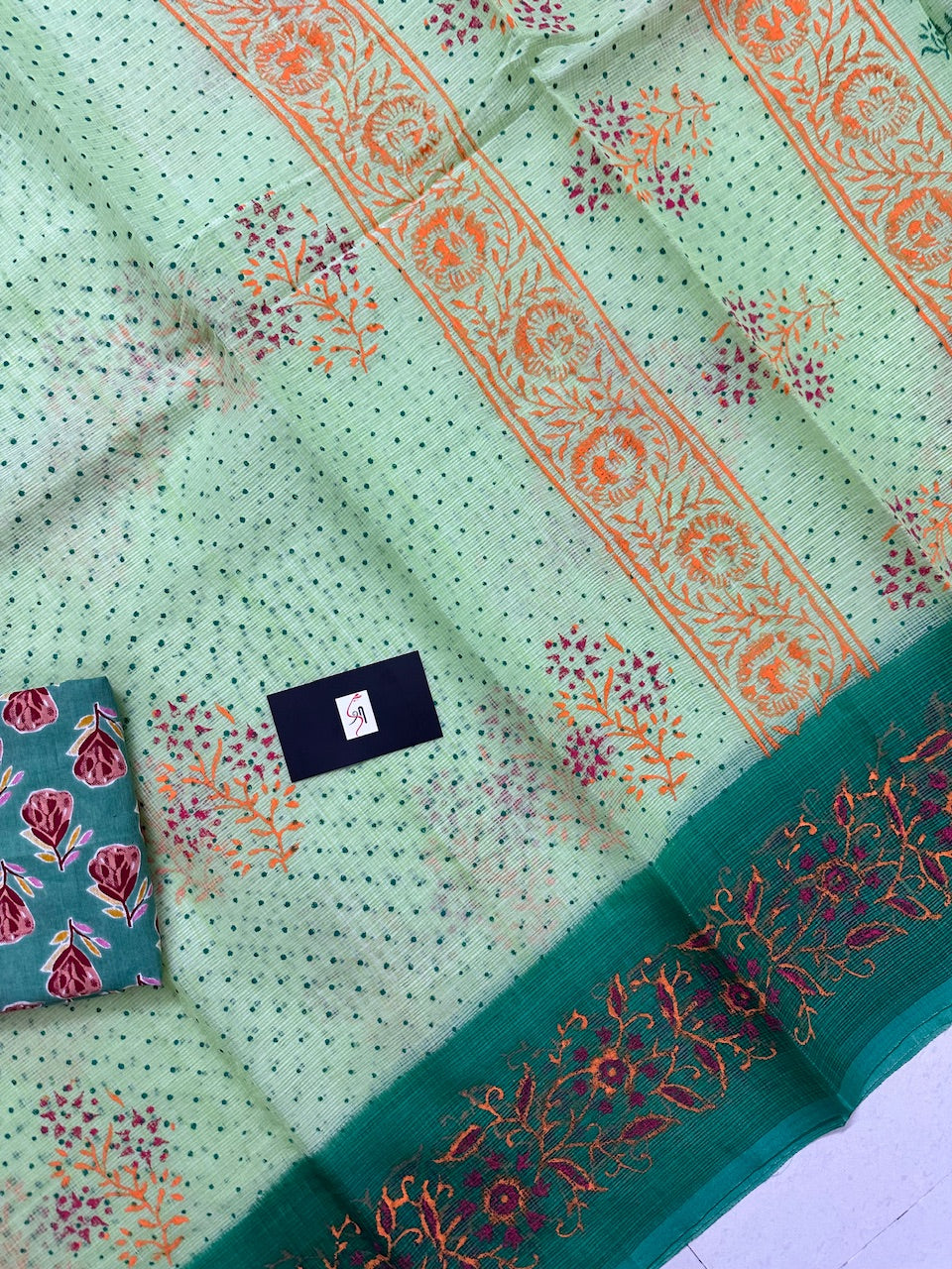 HandBlock Printed Kota Cotton Doria Saree