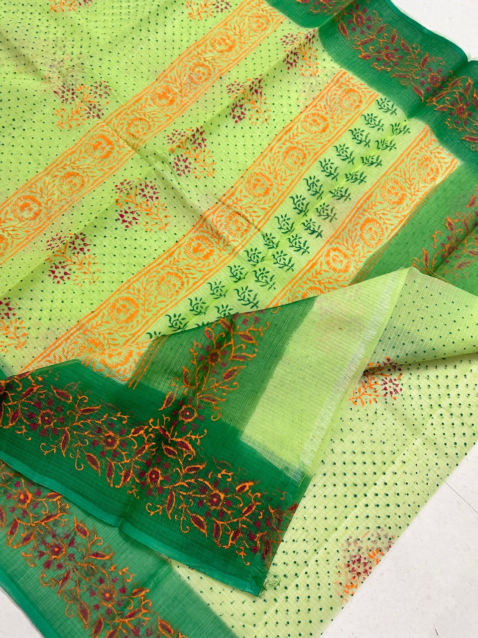 HandBlock Printed Kota Cotton Doria Saree