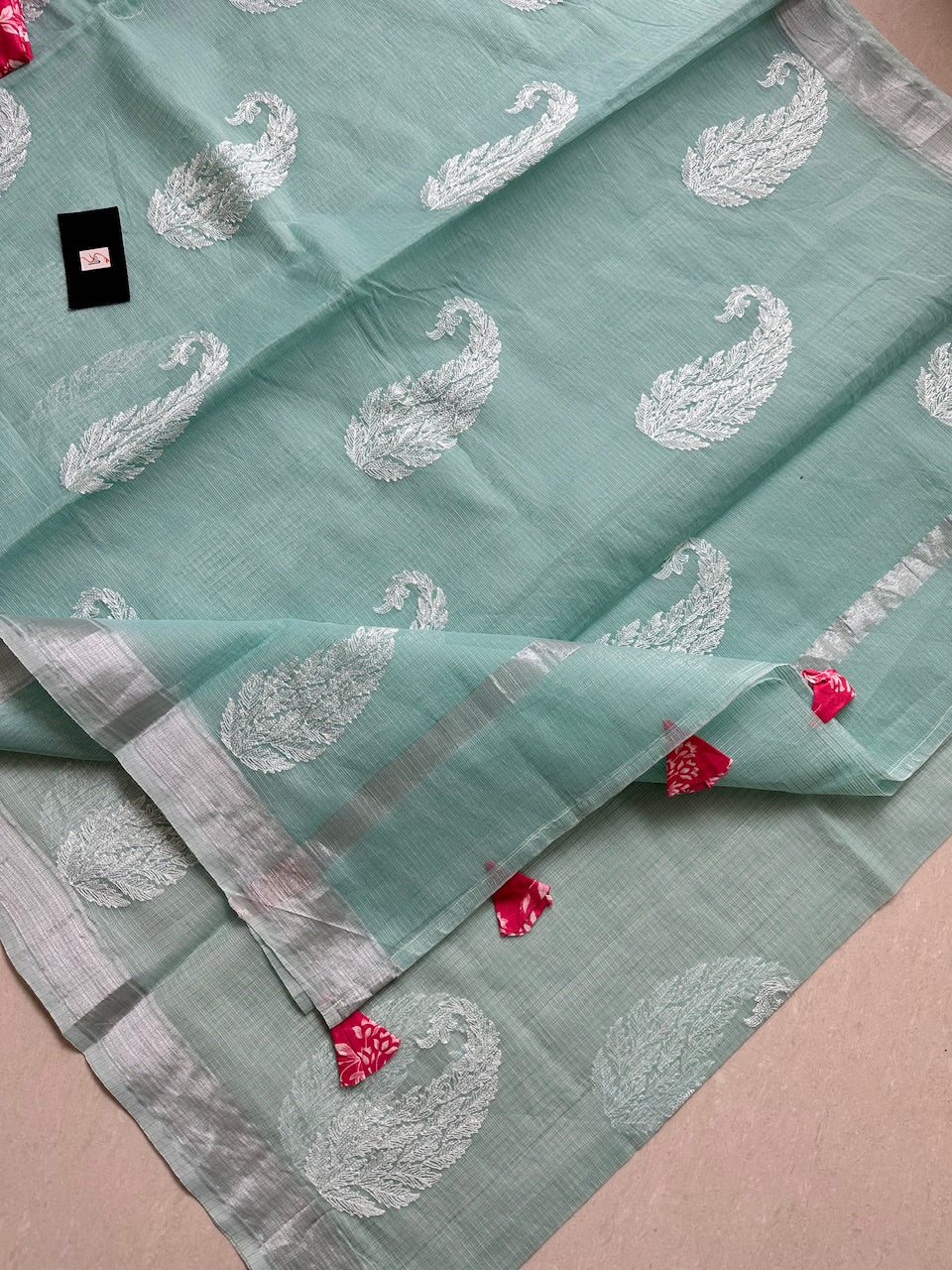 Embroidered Kota Cotton Doria Saree