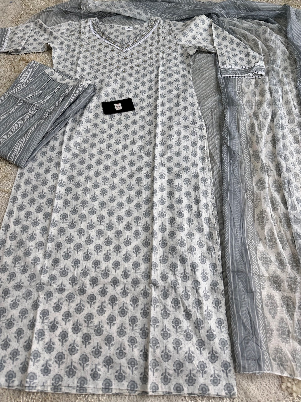 Pure HandBlock Printed Cotton Kurti N Pant With Dupatta