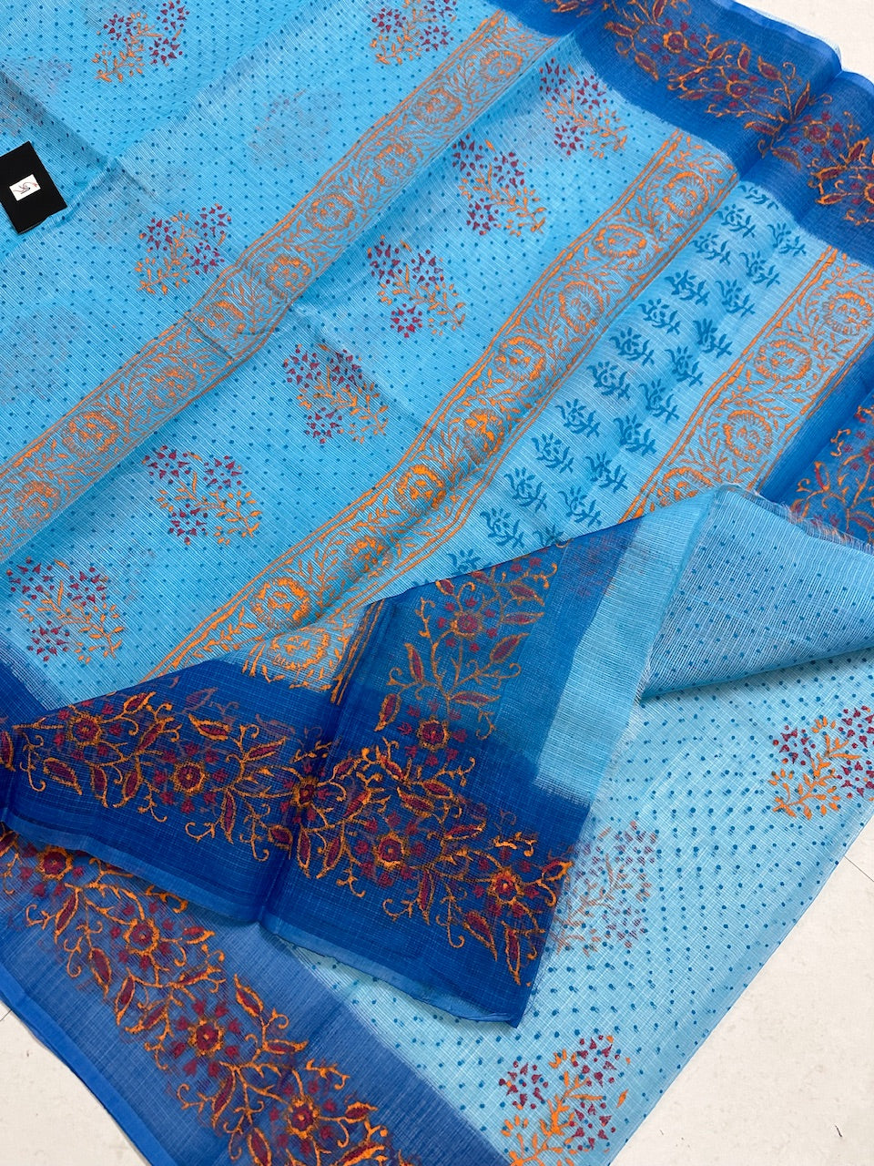 HandBlock Printed Kota Cotton Doria Saree