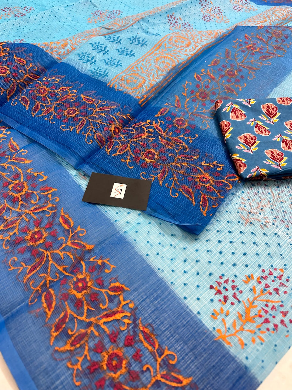 HandBlock Printed Kota Cotton Doria Saree