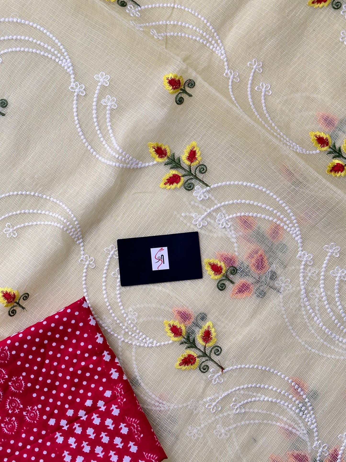 Embroidered Kota Cotton Doria Saree