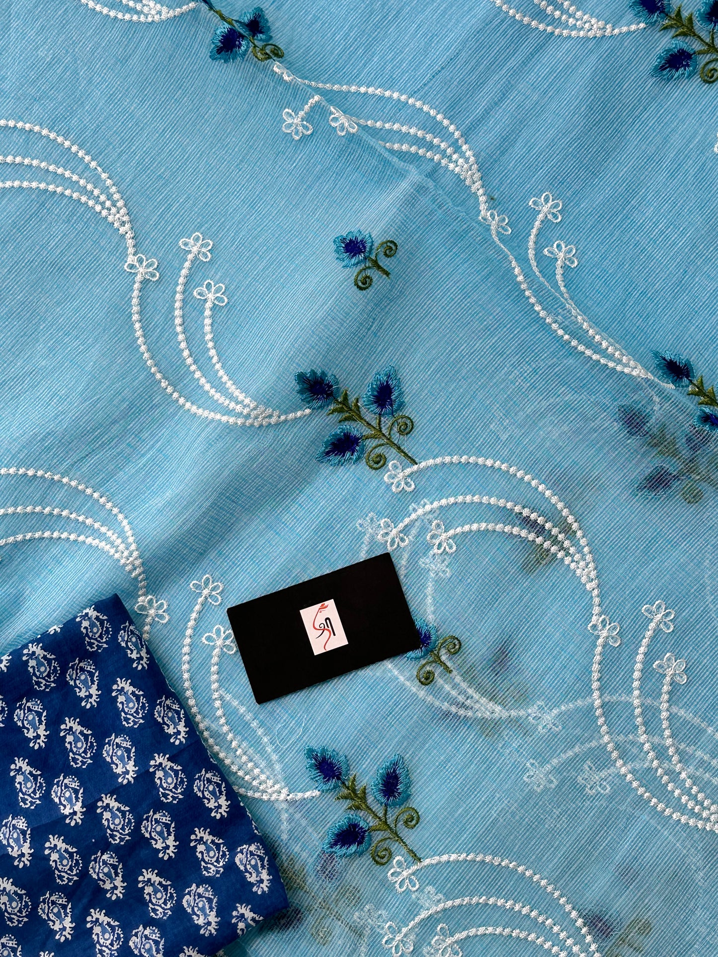 Embroidered Kota Cotton Doria Saree