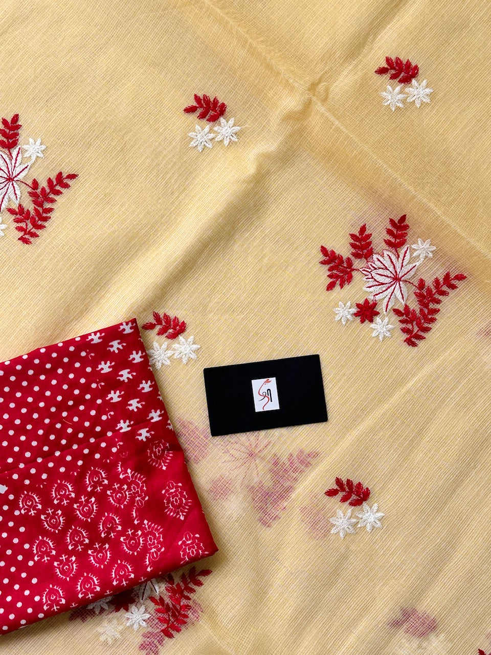 Embroidered Kota Cotton Doria Saree