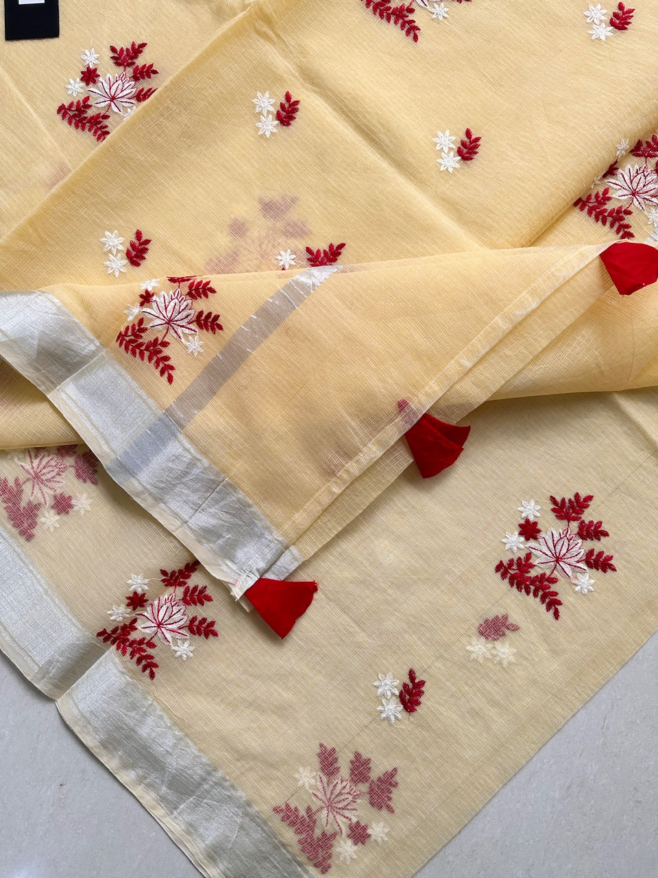 Embroidered Kota Cotton Doria Saree