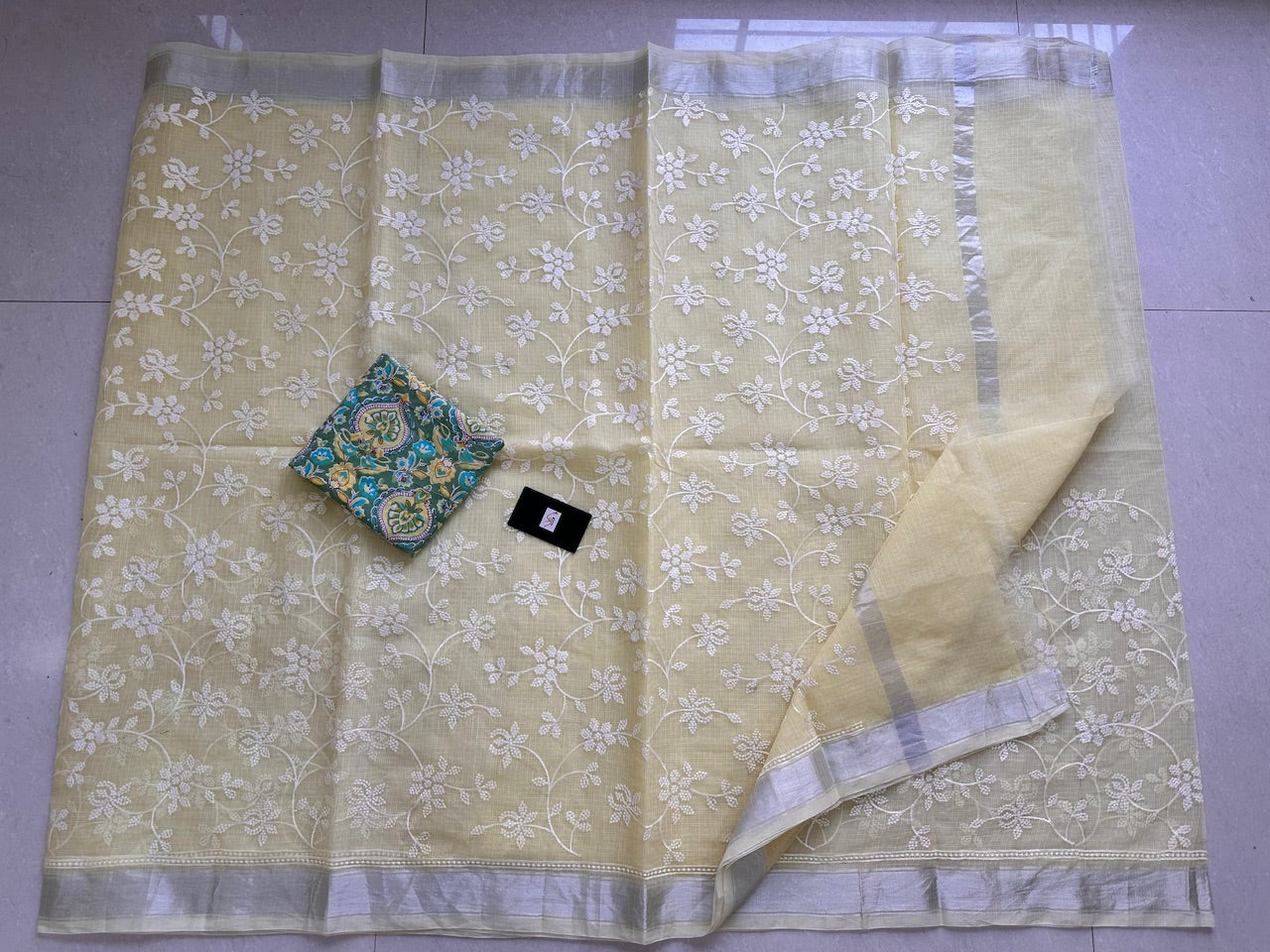 Embroidered Kota Cotton Doria Saree