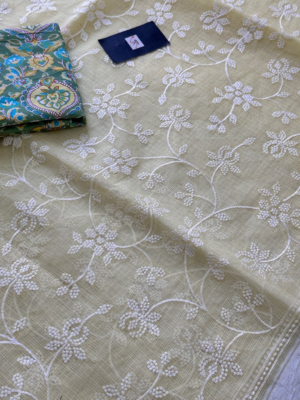 Embroidered Kota Cotton Doria Saree