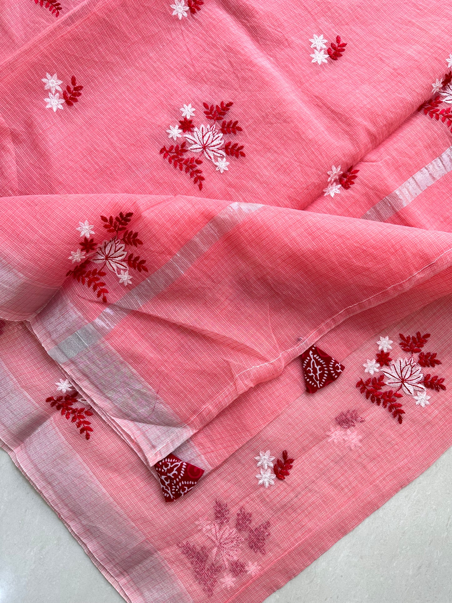 Embroidered Kota Cotton Doria Saree