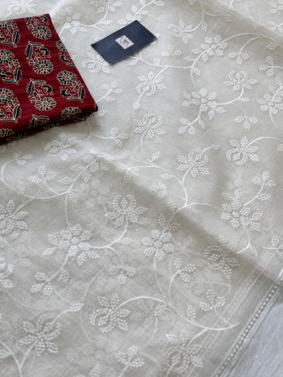 Embroidered Kota Cotton Doria Saree