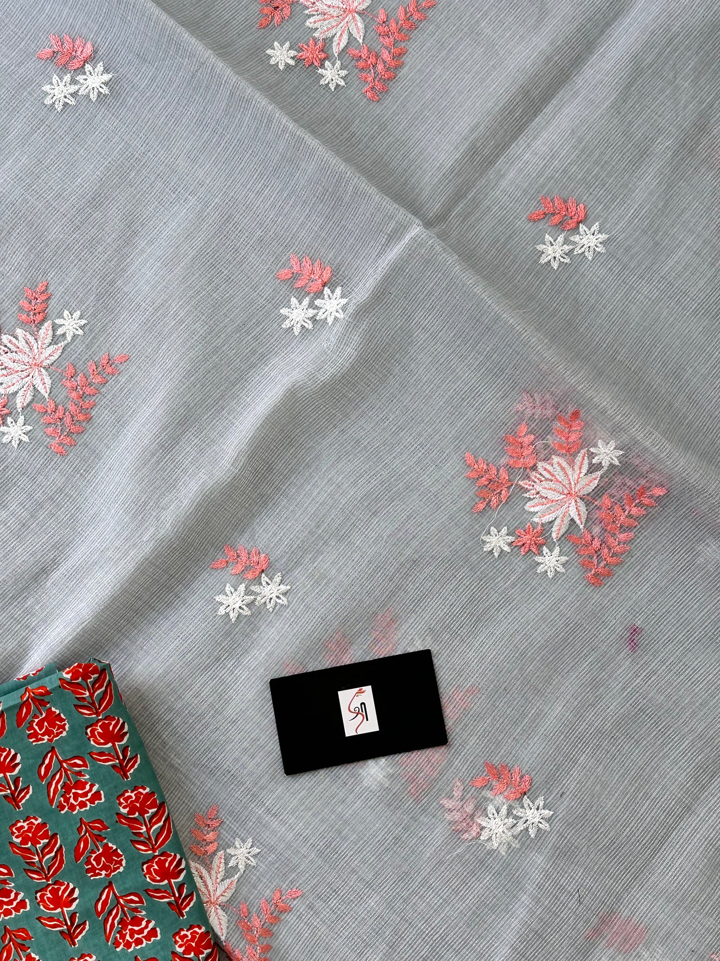 Embroidered Kota Cotton Doria Saree