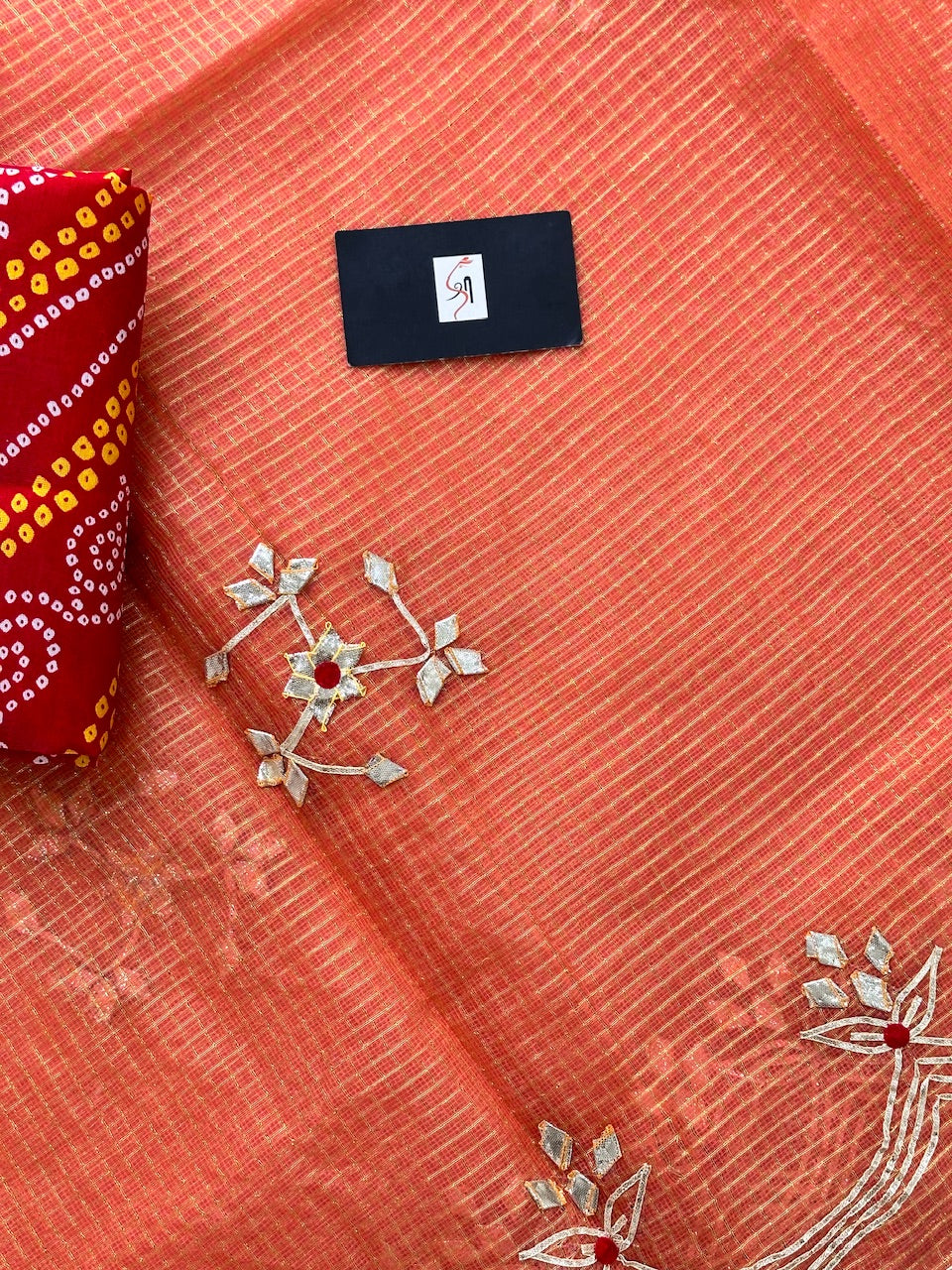 Jaipuri Gota Patti Embroidered Kota Cotton Tissue Doria Saree