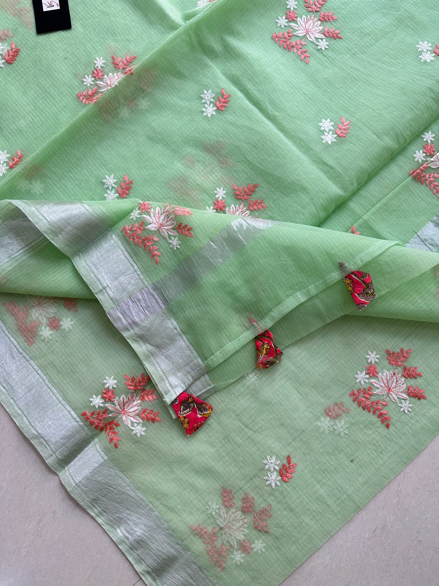 Embroidered Kota Cotton Doria Saree