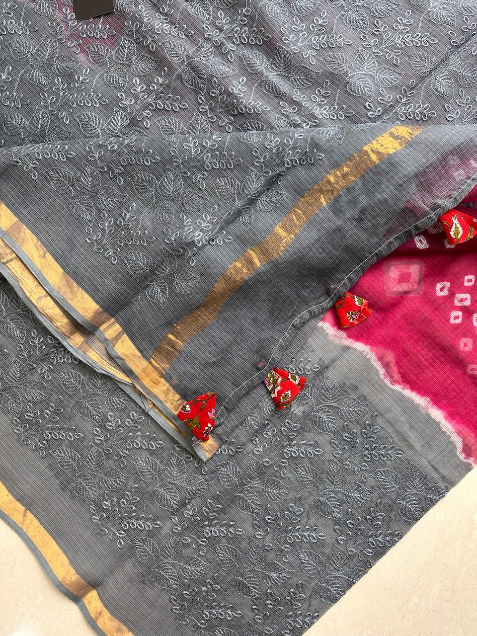 Pure Embroidered Kota Cotton Doria Saree