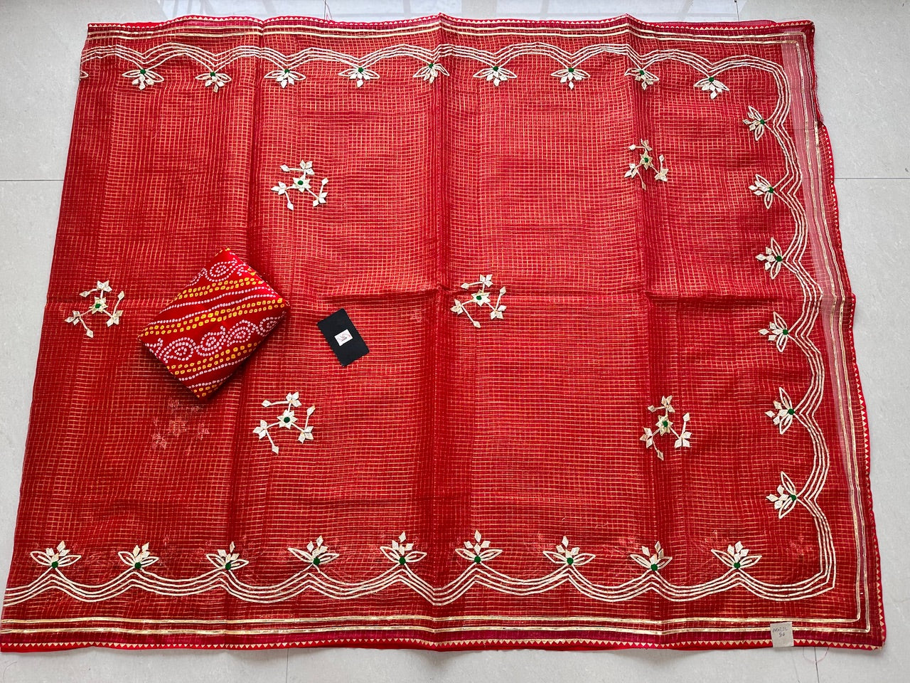 Jaipuri Gota Patti Embroidered Kota Cotton Doria Tissue Saree