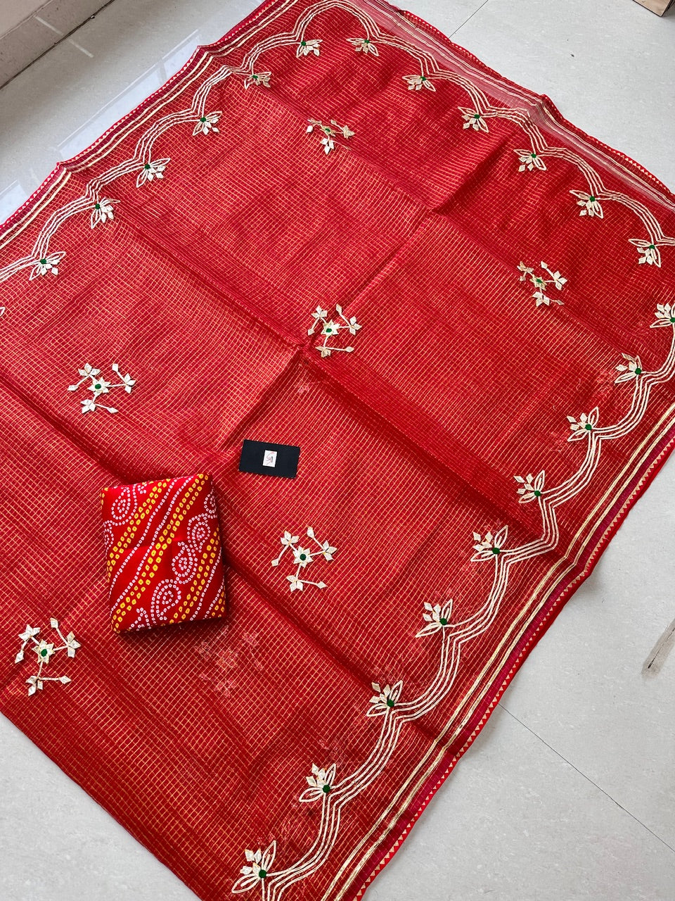 Jaipuri Gota Patti Embroidered Kota Cotton Doria Tissue Saree