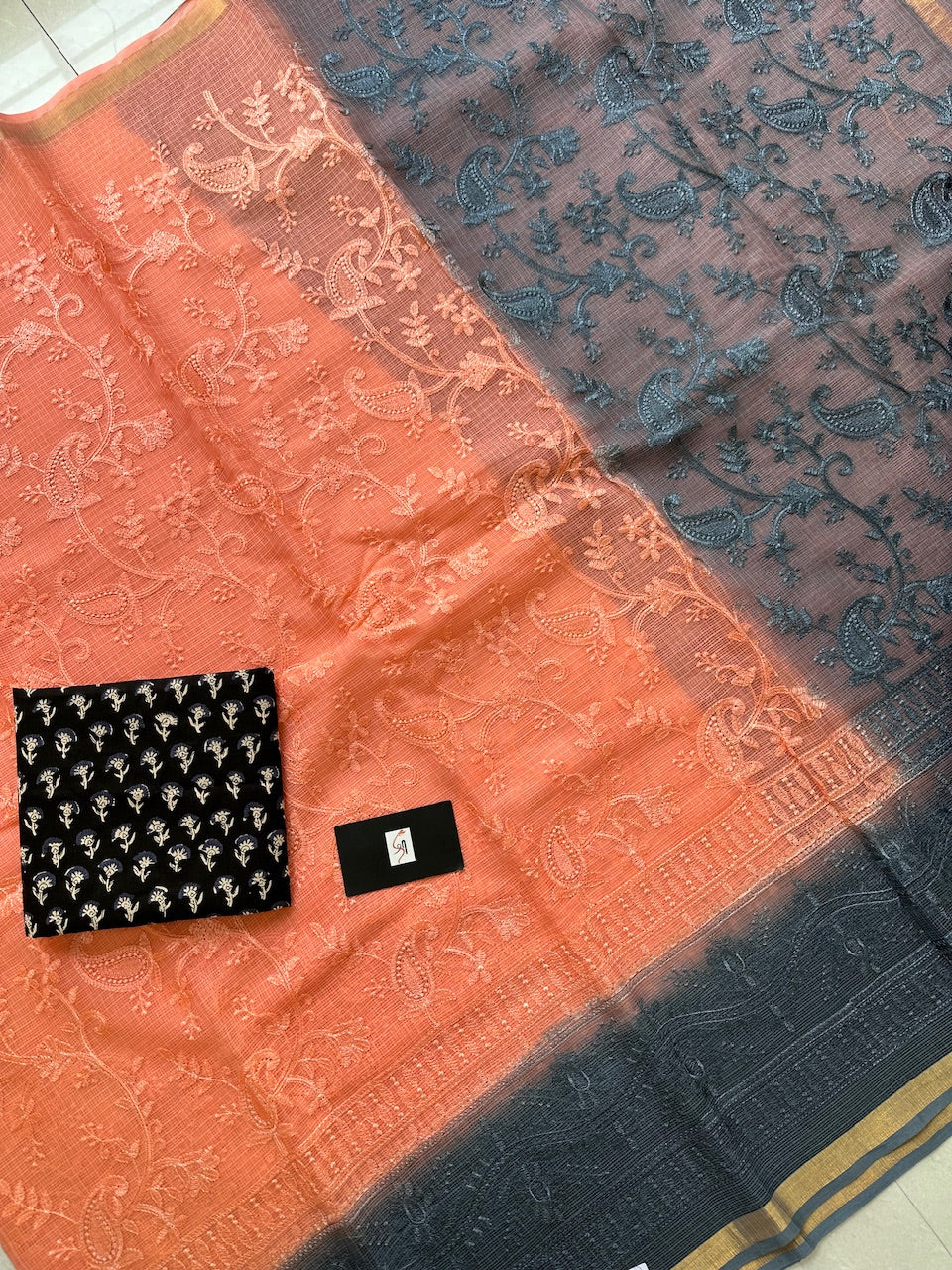 Pure Embroidered Kota Cotton Doria Saree