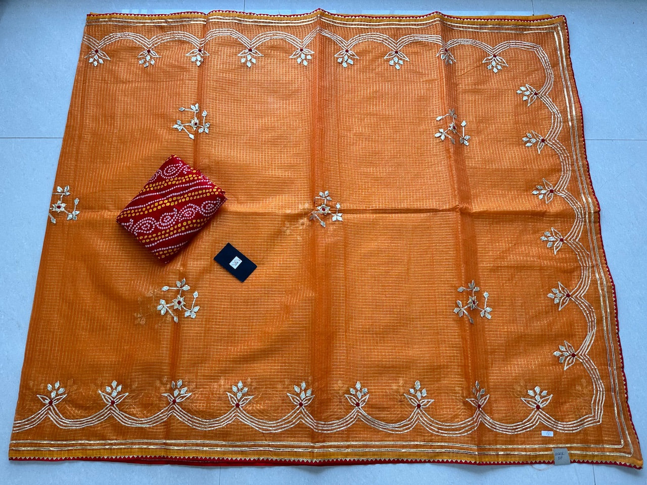 Jaipuri Gota Patti Embroidered Kota Cotton Doria Tissue Saree