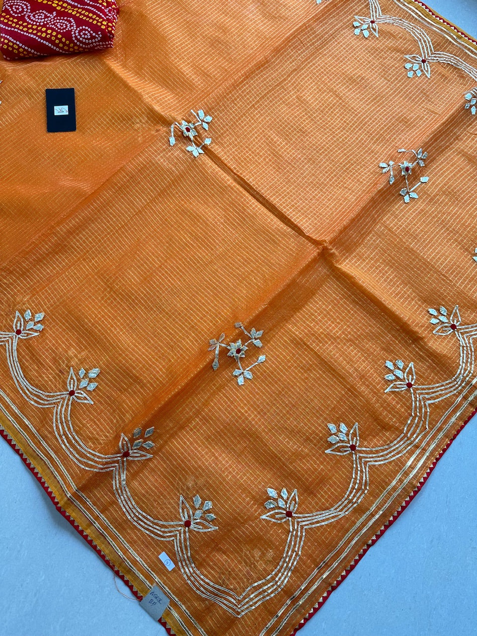 Jaipuri Gota Patti Embroidered Kota Cotton Doria Tissue Saree