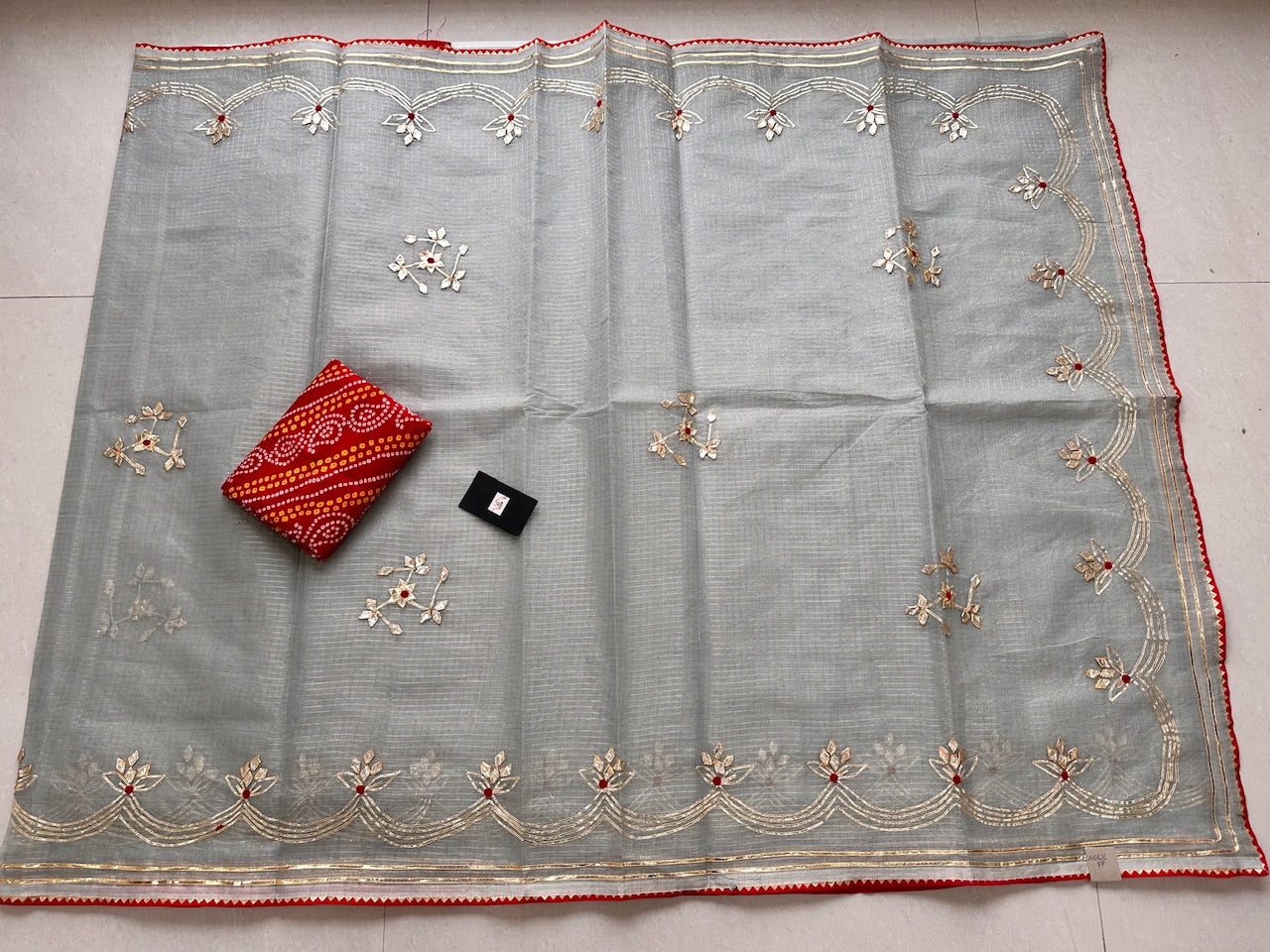 Jaipuri Gota Patti Embroidered Kota Cotton Doria Saree