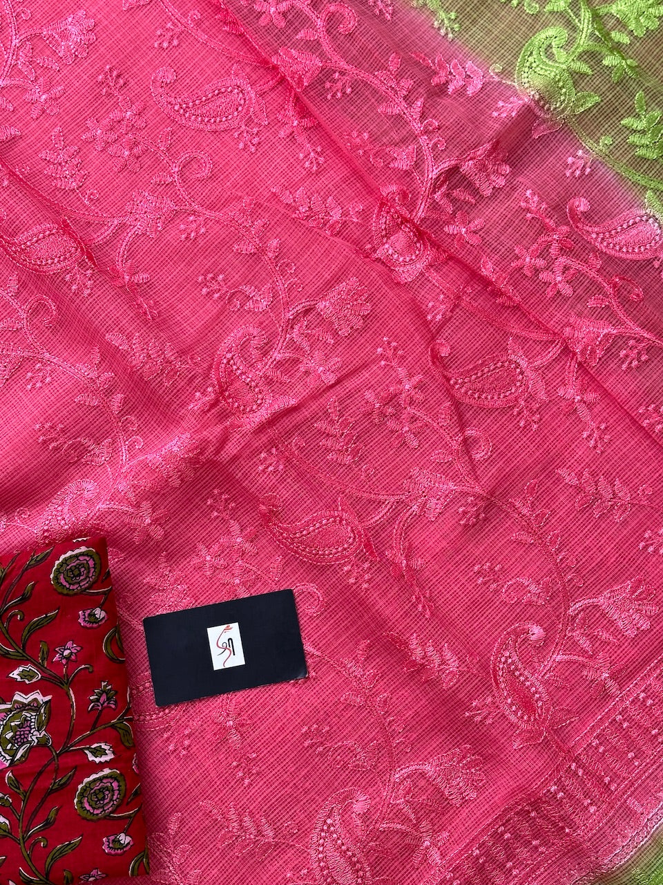 Pure Embroidered Kota Cotton Doria Saree