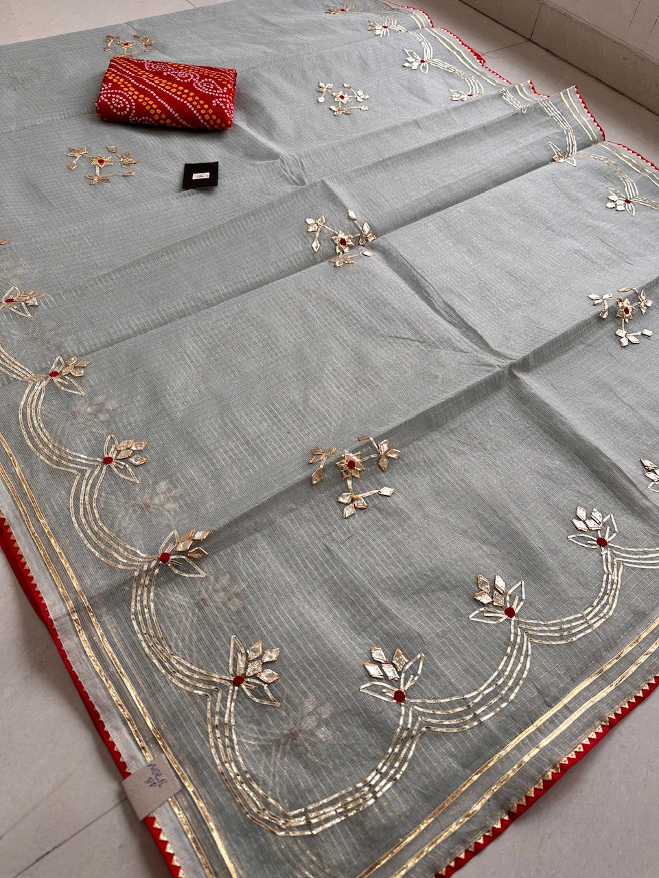 Jaipuri Gota Patti Embroidered Kota Cotton Doria Saree