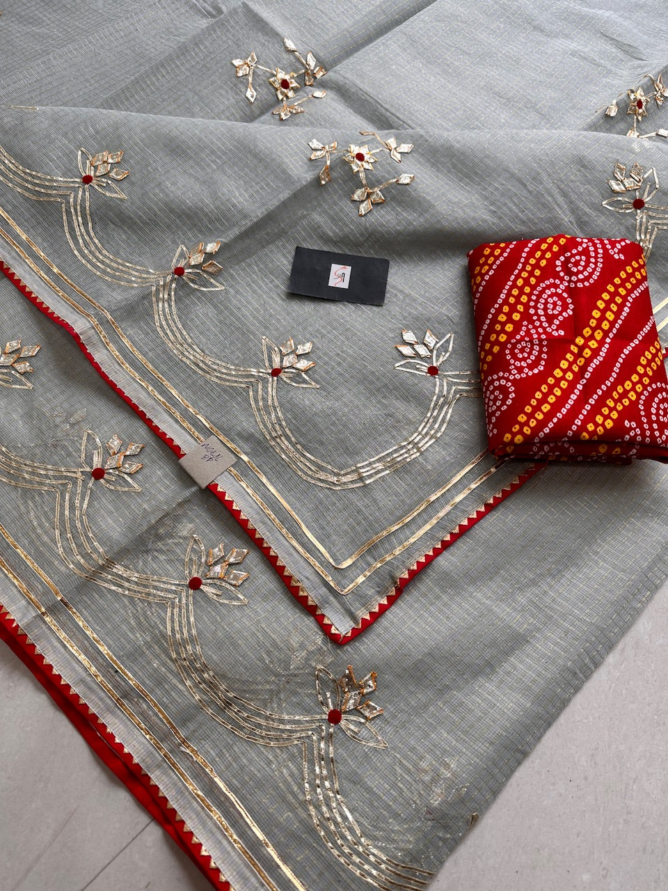 Jaipuri Gota Patti Embroidered Kota Cotton Doria Saree