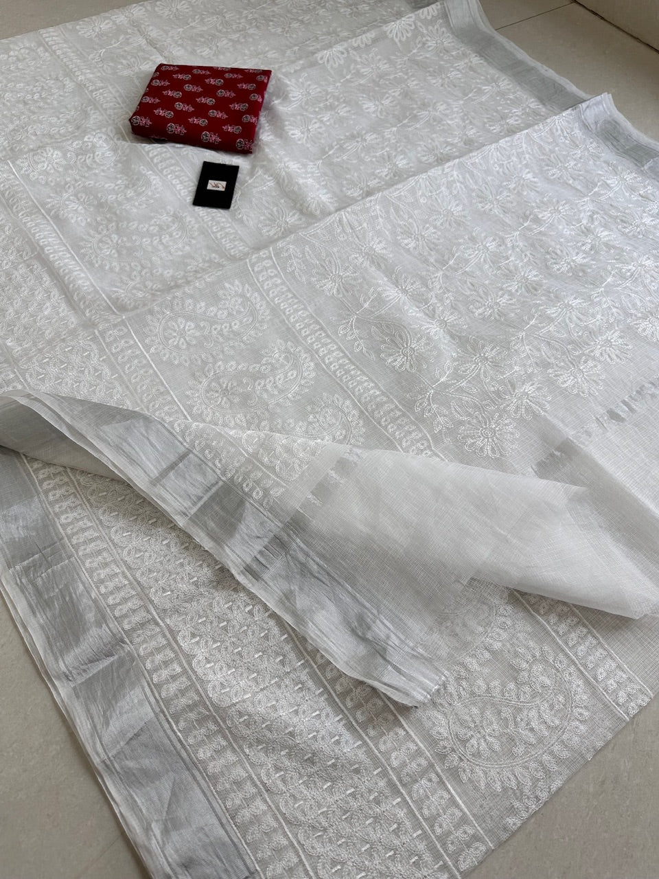 Embroidered Kota Cotton Doria Saree