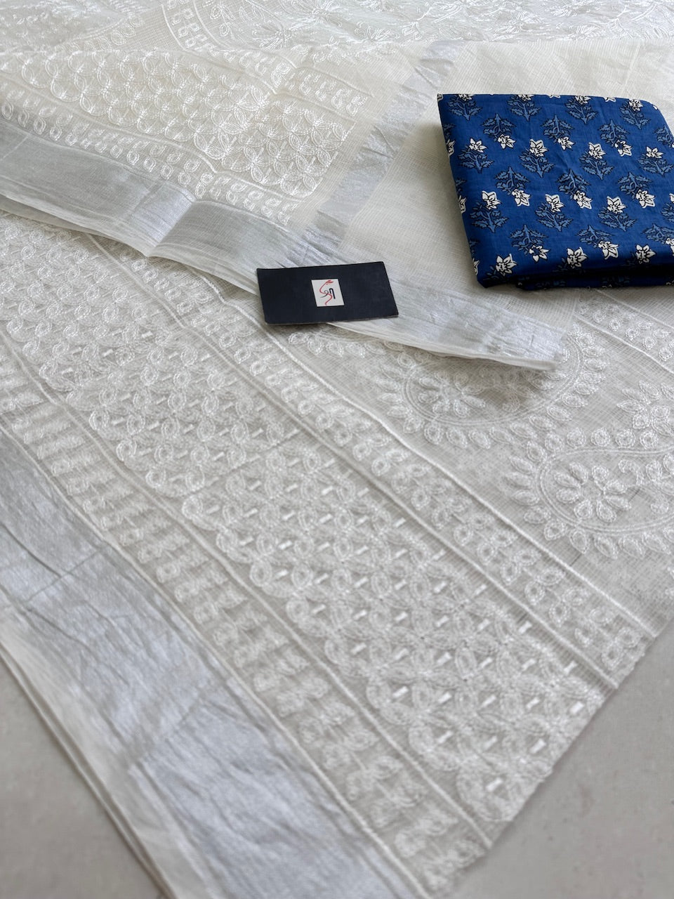 Embroidered Kota Cotton Doria Saree