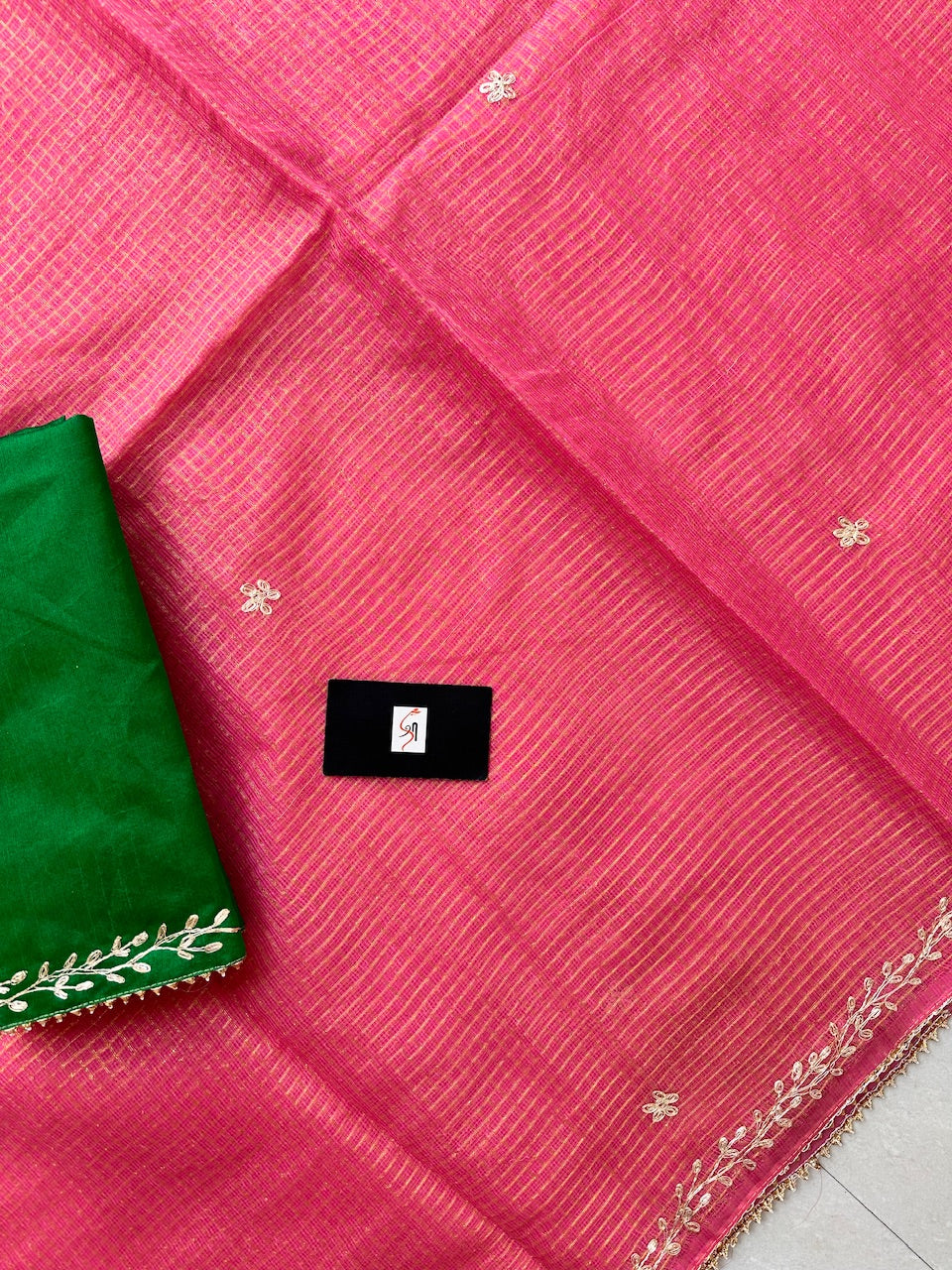 Jaipuri Pitten Work Embroidered Kota Cotton Tissue Doria Saree