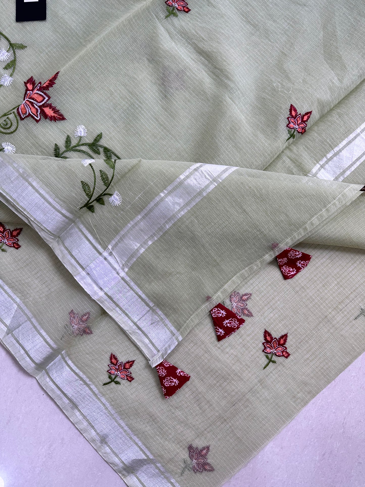 Embroidered Kota Cotton Doria Saree