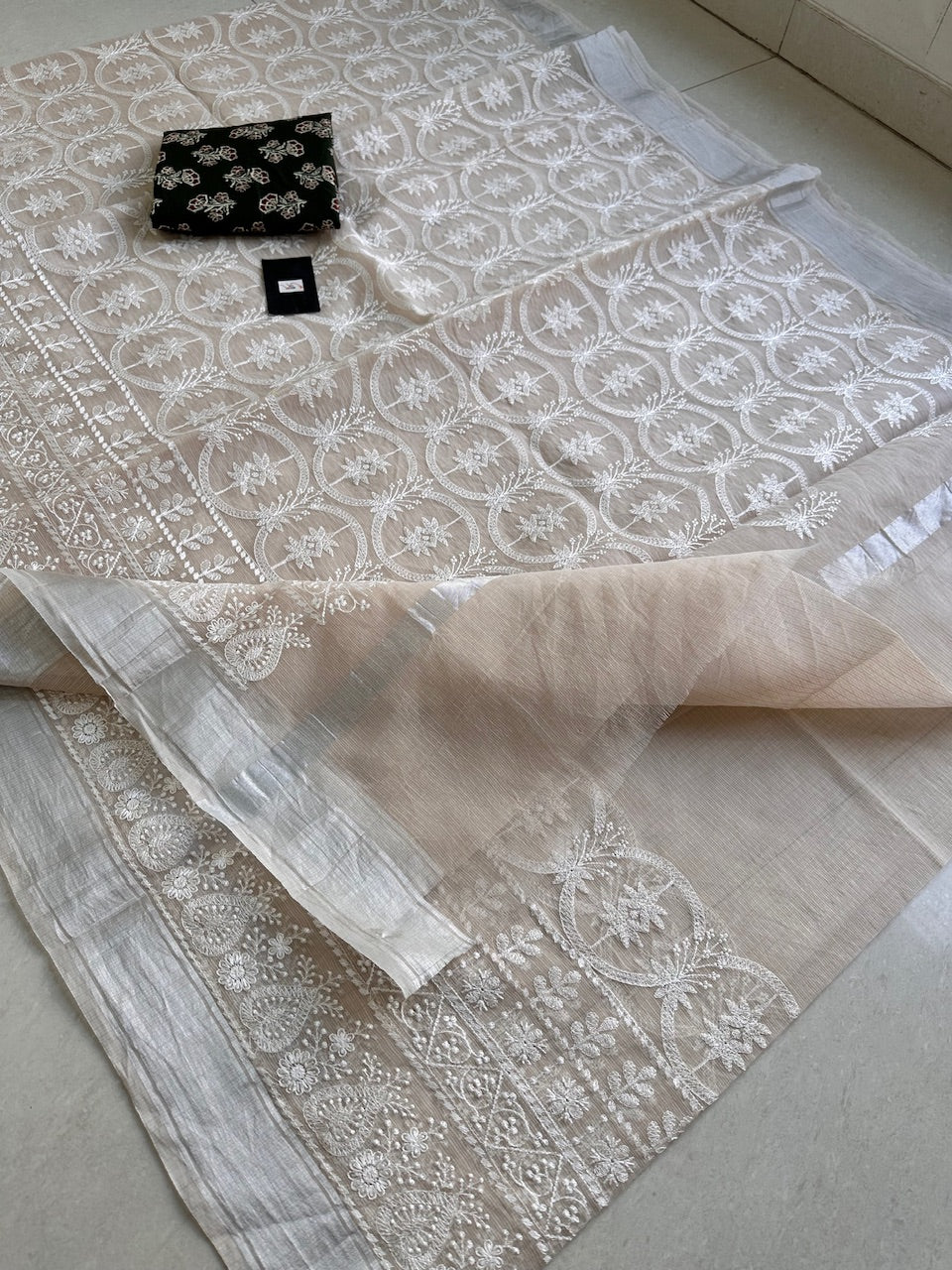 Embroidered Kota Cotton Doria Saree