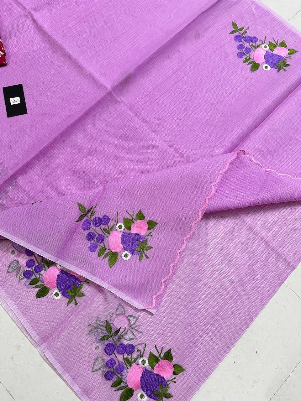 Embroidered Kota Cotton Doria Saree