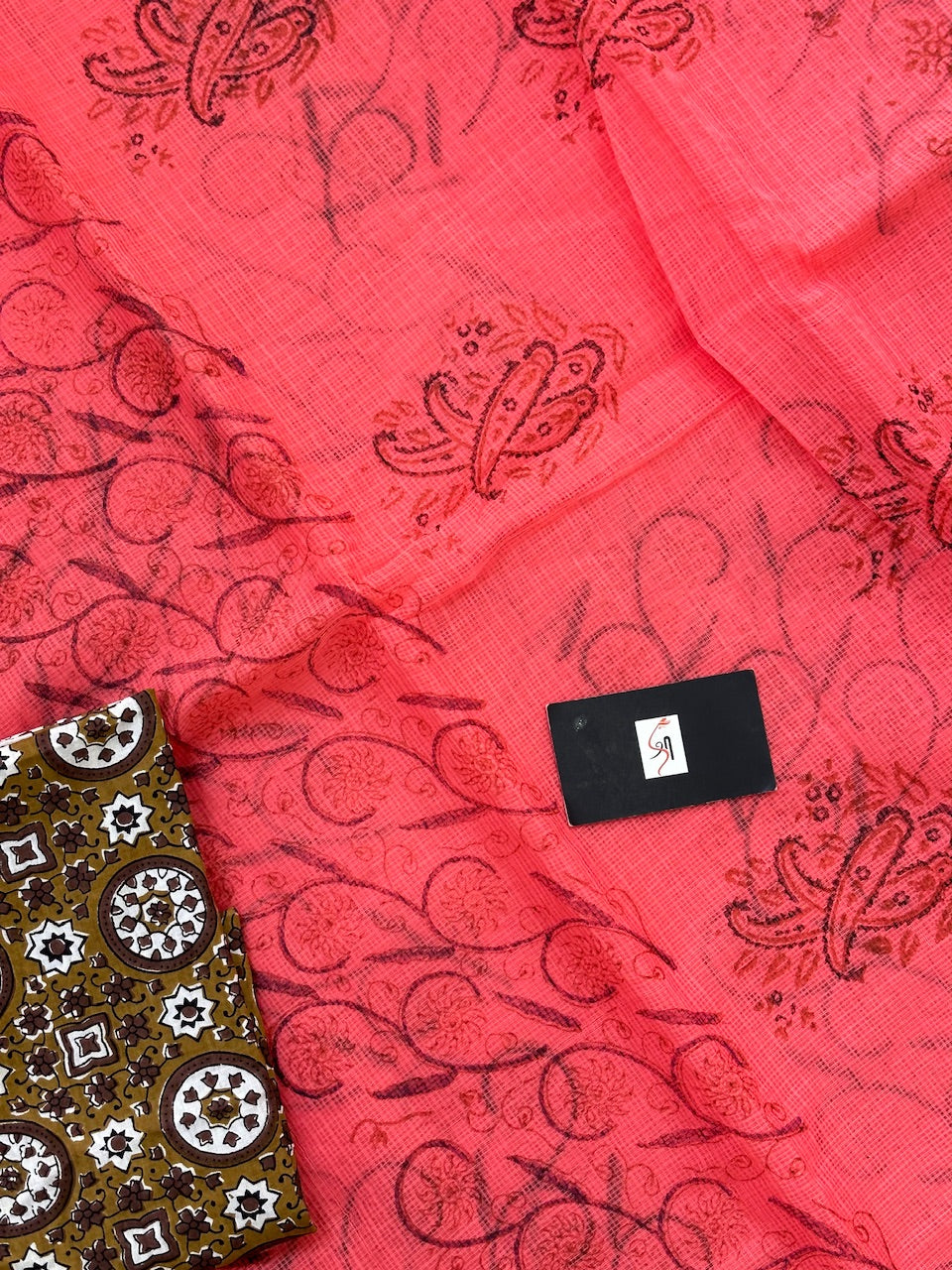 HandBlock Printed Kota Cotton Doria Saree