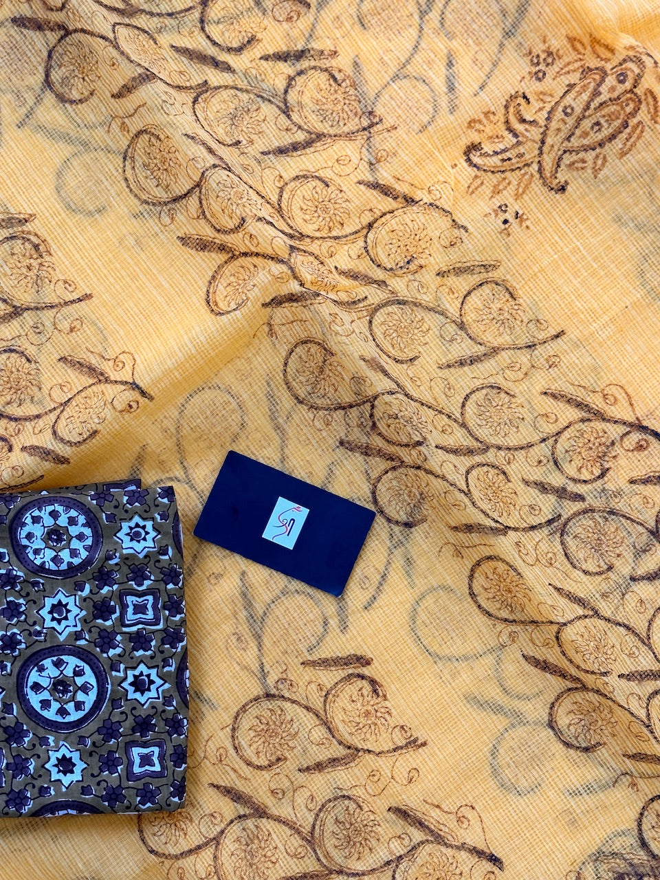 HandBlock Printed Kota Cotton Doria Saree