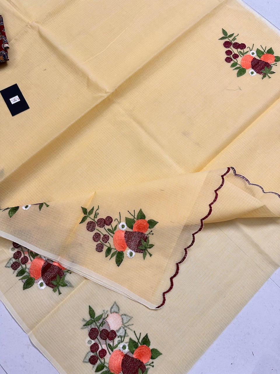 Embroidered Kota Cotton Doria Saree