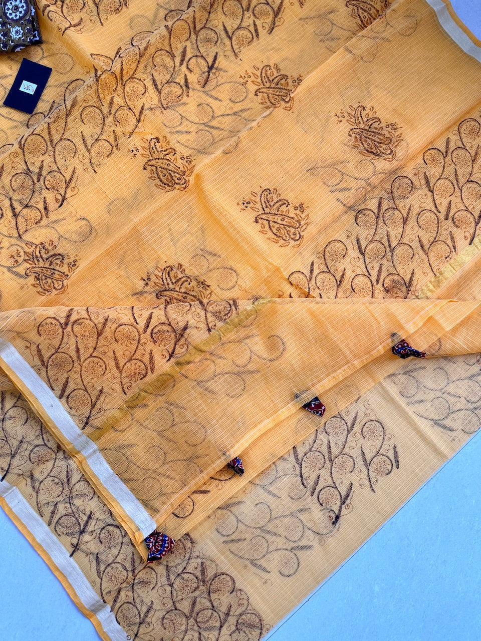 HandBlock Printed Kota Cotton Doria Saree