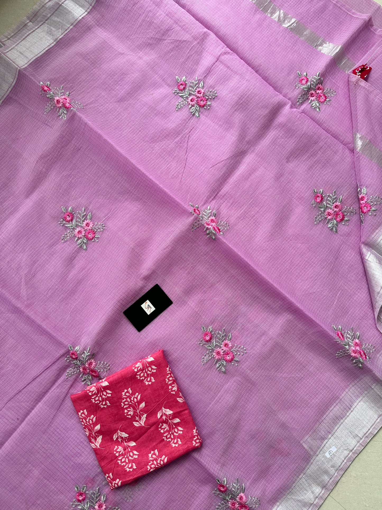 Embroidered Kota Cotton Doria Saree