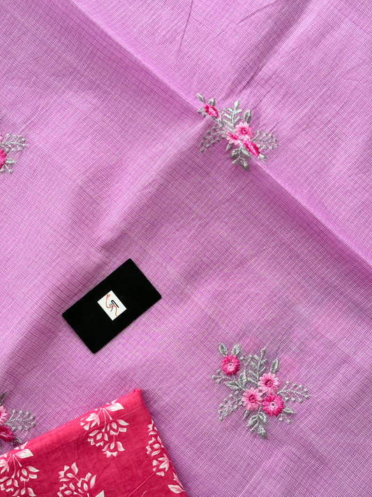 Embroidered Kota Cotton Doria Saree