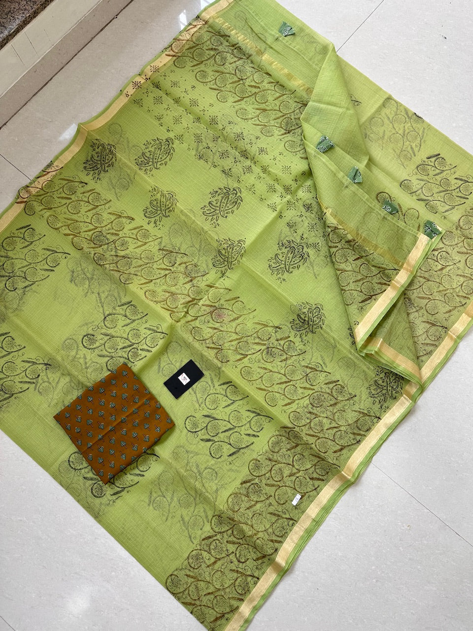 HandBlock Printed Kota Cotton Doria Saree