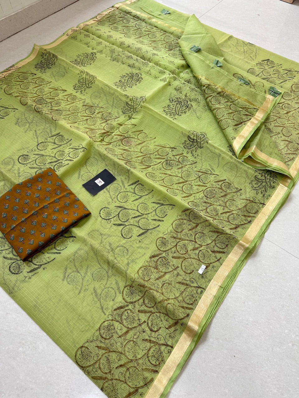 HandBlock Printed Kota Cotton Doria Saree