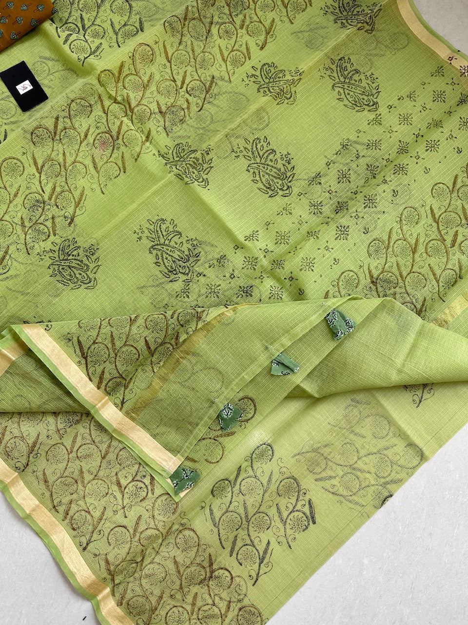 HandBlock Printed Kota Cotton Doria Saree